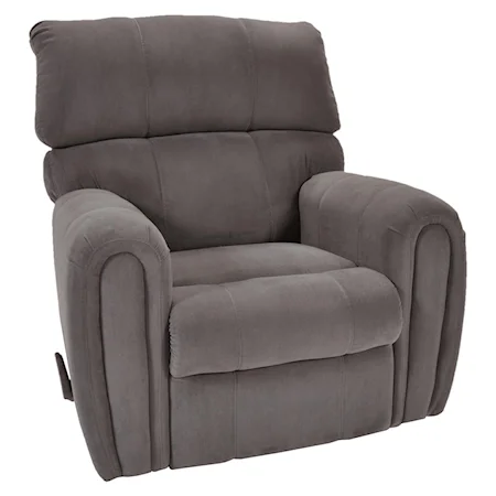 Casual Styled Rocker Recliner with Smooth Rounded Arms